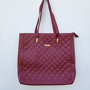 JOY & IMAN Diamond Quilted Genuine Leather Tote Bag